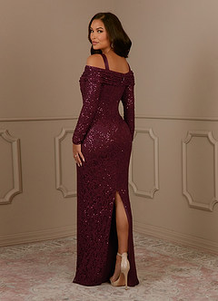 Azazie Indra Mother of the Bride Dresses Cabernet Sheath Sequins Lace Dress image3