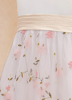 Azazie Pollie Flower Girl Dresses Blushing Pink White Alabaster A-Line Bow Tulle Dress image14