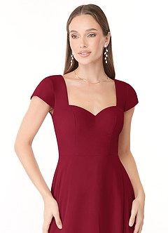 Azazie Hainsly Bridesmaid Dresses Burgundy A-Line Sweetheart Neckline Chiffon Dress image5