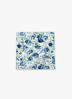 front Blue Rose Floral Pocket Square