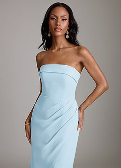 Azazie Aretha Brautjungfernkleider A-Linie Schulterfrei Chiffon Kleid Himmelblau image7