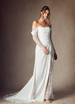 Azazie Alexa Wedding Dresses Diamond White A-Line Sweetheart Neckline Lace Dress image3