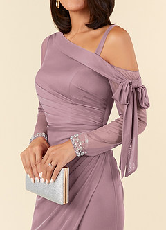 Azazie Marna Kleider für die Brautmutter Etui One-Shoulder Gittergewebe Kleid Altrosa image4