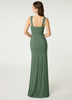 Azazie Alara Bridesmaid Dresses Eucalyptus Sheath Side Slit Stretch Chiffon Dress image2
