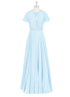 Azazie Kara Modest Bridesmaid Dresses A-Line Pleated Chiffon Floor-Length Dress image7