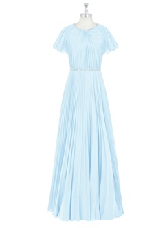 Azazie Kara Modest Bridesmaid Dresses A-Line Pleated Chiffon Floor-Length Dress image13