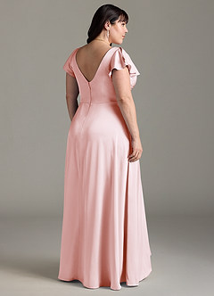 Azazie Omari Bridesmaid Dresses Blushing Pink A-Line Stretch Satin Dress image8