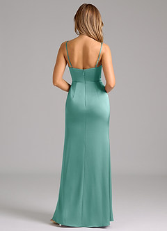 Azazie Aimee Bridesmaid Dresses Aqua A-Line Sweetheart Neckline Stretch Satin Dress image2