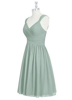Azazie Angie Bridesmaid Dresses Agave A-Line Corset Chiffon Dress image11