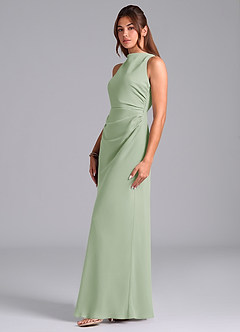Azazie Evadne Bridesmaid Dresses Dusty Sage A-Line Pleated Chiffon Dress image5