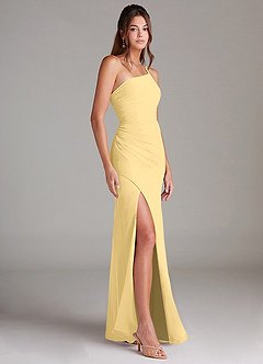 Azazie Eren Bridesmaid Dresses Butter Sheath One Shoulder Chiffon Dress image4