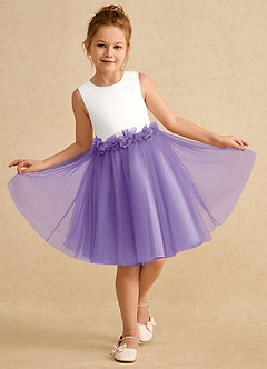 Azazie Louisa Flower Girl Dresses Ivory Tahiti A-Line Sleeveless Tulle Dress image4