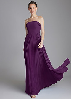 Azazie Mariana Bridesmaid Dresses Grape A-Line Strapless Chiffon Dress image1