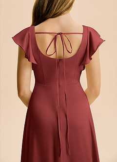 Azazie Bondi Junior Terracotta A-Line Side Slit Stretch Satin Dress image6