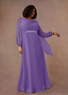 Azazie Priyanka Mother of the Bride Dresses Tahiti A-Line Boatneck Pleated Chiffon Dress image3