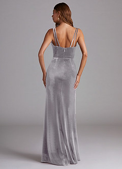 Azazie Leo Bridesmaid Dresses French Lilac Sheath Pleated Velvet Dress image2
