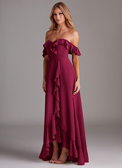 Azazie Lyra Bridesmaid Dresses Burgundy A-Line Chiffon Convertible Dress image5
