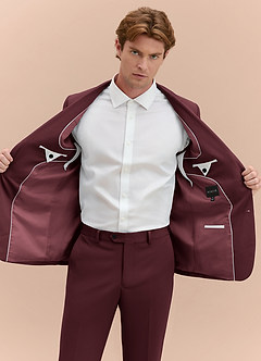 front James Cabernet Structured Stretch Suit Jacket