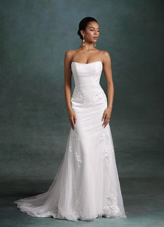 Azazie Ella Wedding Dresses Diamond White Mermaid Sweetheart Neckline Tulle Dress image10