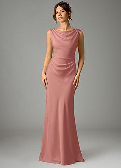 Azazie Kieryn Bridesmaid Dresses Rosette Mermaid Pleated Stretch Satin Dress image1