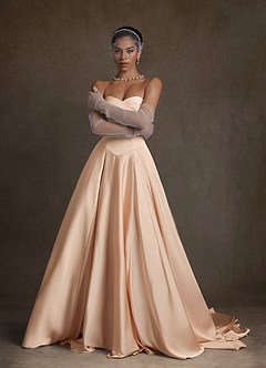 Azazie Alta Robes de mariée Robe Trapèze en Satin extensible Bustier Rose Perle image8