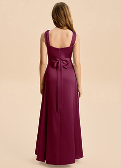 Azazie Kiki Junior Mulberry A-Line Bow Stretch Satin Dress image3