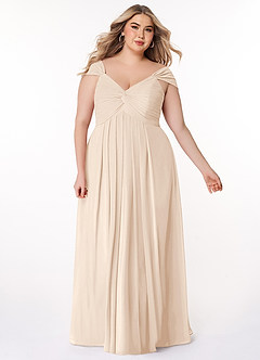 Azazie Kaitlynn Robes de demoiselle d'honneur Robe Empire Convertible en Mousseline de soie Gerafft Albâtre Blanc image10