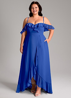 Azazie Lyra Bridesmaid Dresses Royal Blue A-Line Chiffon Convertible Dress image16