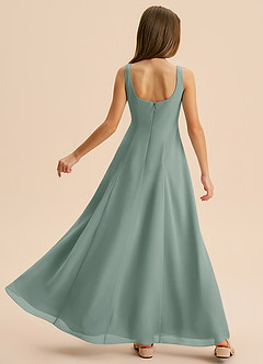 Azazie Lambie Junior Silver Sage A-Line Pleated Chiffon Dress image4