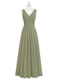 Azazie Flora Bridesmaid Dresses Pistachio A-Line Pleated Chiffon Dress image7