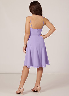 Azazie Kalie Junior Vestido de Lila de Gasa de Corte en A con Con cinturón image4