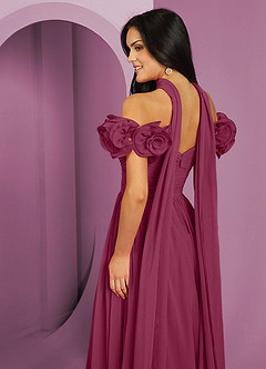 Barbie ♥ Azazie Brautjungfernkleider Wandelbar A-Linie Schulterfrei Chiffon Kleid Maulbeerrot image7