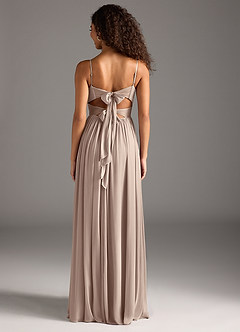 Azazie Zeya Schlussverkauf A-Linie Plissee Gittergewebe Kleid Taupe image5