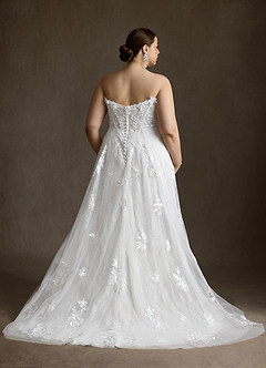 Azazie Florentina Robes de mariée Robe Trapèze en Tulle Paillettes en forme de cœur Blanc De Diamant image16