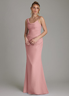 Azazie Ama Vestidos de damas de honor Vestido de Rosa Polvorienta de Gasa de Corte en A con Plisado image3