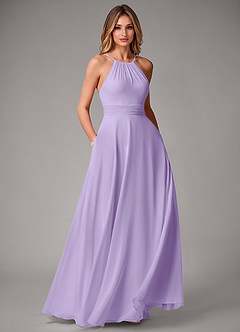 Azazie Amalia Brautjungfernkleider A-Linie Plissee Chiffon Kleid Flieder image1