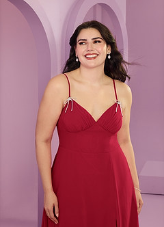 Barbie ♥ Azazie Bridesmaid Dresses Scarlet A-Line with Pockets Chiffon Dress image11