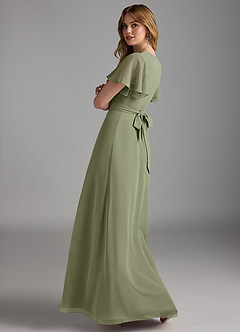 Azazie Zaniah Bridesmaid Dresses Pistachio A-Line Chiffon Dress image7