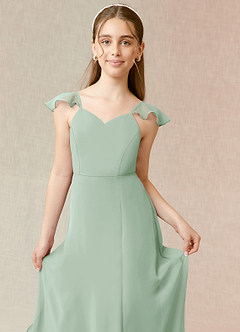 Azazie Everett Junior Agave A-Line Chiffon Dress image5