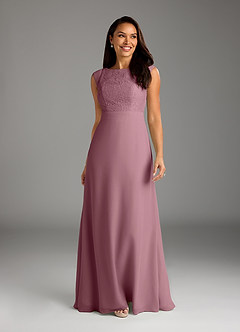 Azazie Bettina Mother of the Bride Dresses Vintage Mauve A-Line Lace Chiffon Dress image1