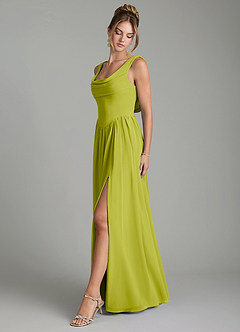 Azazie Novi Bridesmaid Dresses Lemongrass A-Line Pleated Chiffon Dress image4