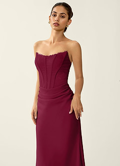 Fiammetta Burgundy Lace Corset Stretch Satin Mermaid Prom Dress image6