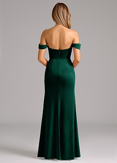 Azazie Saige Jurken voor bruidsmeisjes Converteerbaar Jurk van flueel met Kolom Off the Shoulder Smaragd image7