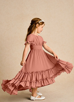 Azazie Kass vestidos de niña de las flores Vestido de Mai Tai de Gasa de Corte En A con Plisado image5