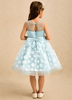 Azazie Billie Robe Demoiselle D'honneur Fillette Robe Princesse en Mat Satiné Plissée Brume image2