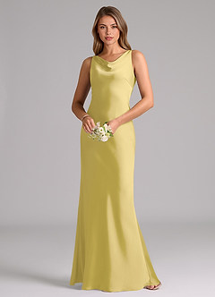 Azazie Allettie Robes de demoiselle d'honneur Robe Sirène en Satin extensible Canari image3