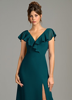 Azazie Kimmy Bridesmaid Dresses Pine A-Line Ruched Chiffon Dress image6