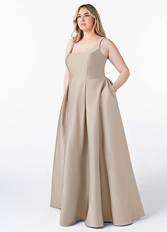 Azazie Neve Bridesmaid Dresses Frost Ball-Gown with Pockets Stretch Satin Dress image7
