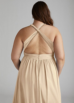 Azazie Ashia Bridesmaid Dresses Champagne A-Line Pleated Chiffon Dress image12
