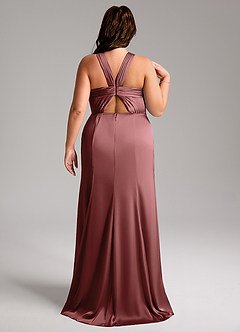 Azazie Rue Bridesmaid Dresses Amethyst A-Line Pleated Stretch Satin Dress image9